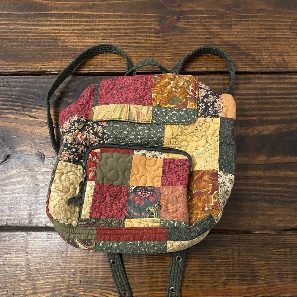 Vintage Donna Sharp quilted patchwork multi compa… - image 1